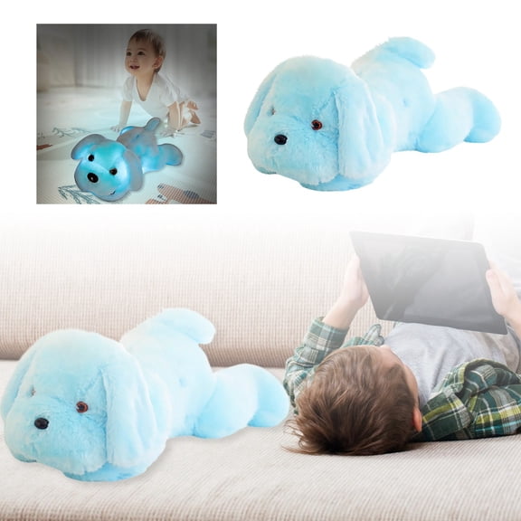 Illuminated Interactive Pug Toy with Glowing LED Lights Adorable Soft Stuffed Animal Figure for Kids and Pet Lovers