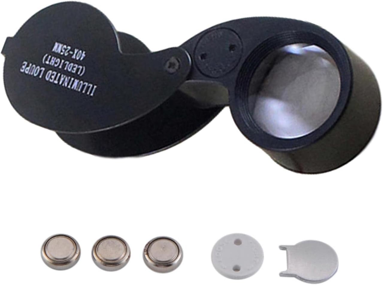 Illuminated Jeweler Loupe, Lens Magnifying Glass With LED Lights