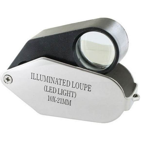 MAXIMIZE 10X, 21MM, Triplet Glass LED Lighted Lens Jeweler's Loupe With Chrome Finish Swivel Case - MG2120-LED