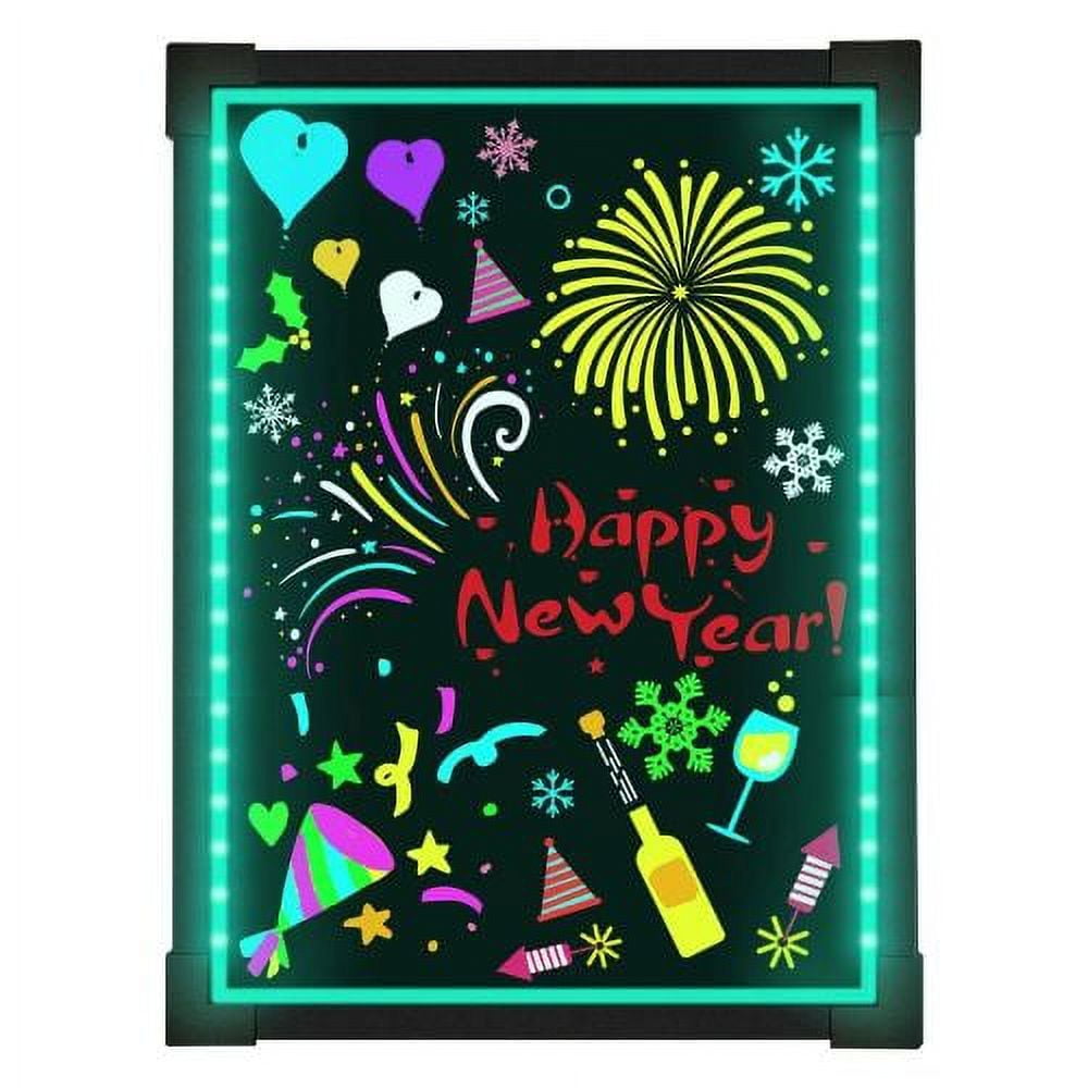  Voilamart LED Message Writing Board, 32 x 24 Flashing  Illuminated Erasable LED Message Chalkboard Neon Effect Menu Sign Board  with Remote Control, 8 Colors Chalk Markers : Office Products