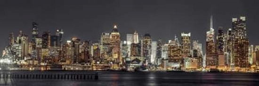 Illuminated Manhattan skyline at twilight - New York City Canvas Art - Assaf Frank (12 x 36)