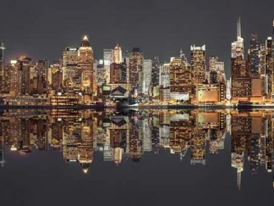 Illuminated Manhattan skyline at twilight - New York City Canvas Art - Assaf Frank (18 x 24)