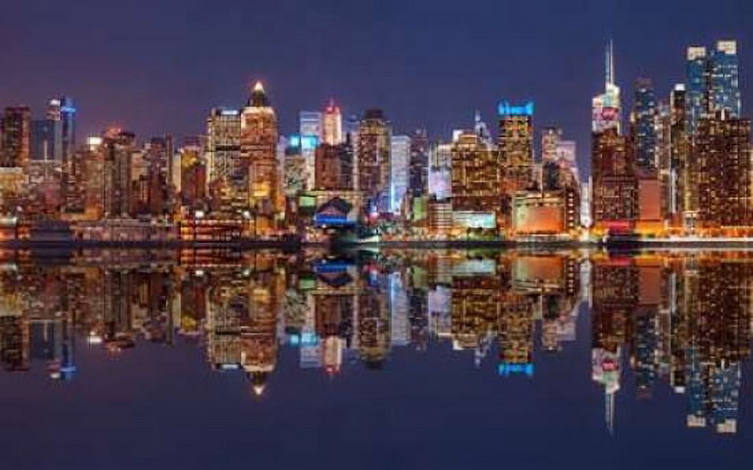 Illuminated Manhattan skyline at twilight - New York City Canvas Art - Assaf Frank (24 x 36)