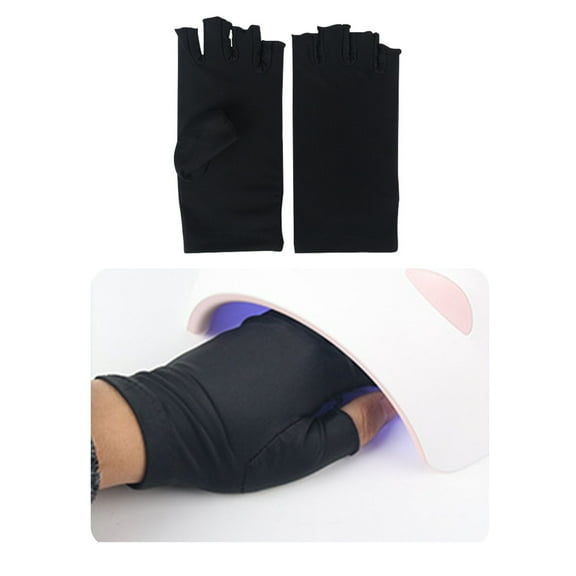 Illuminated Nail Gloves Open Finger Design Fiber Tools for Ladies Home and Outdoor Use Black Half Finger Gloves