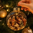 thumbnail image 1 of Illuminated Nativity Scene Christmas Ball Ornament with 3D Figurines and Warm Led Lights, 1 Piece, Clear Glass with Gold Cap, for Christian Home Decor, Holiday Decoration, 1 of 4