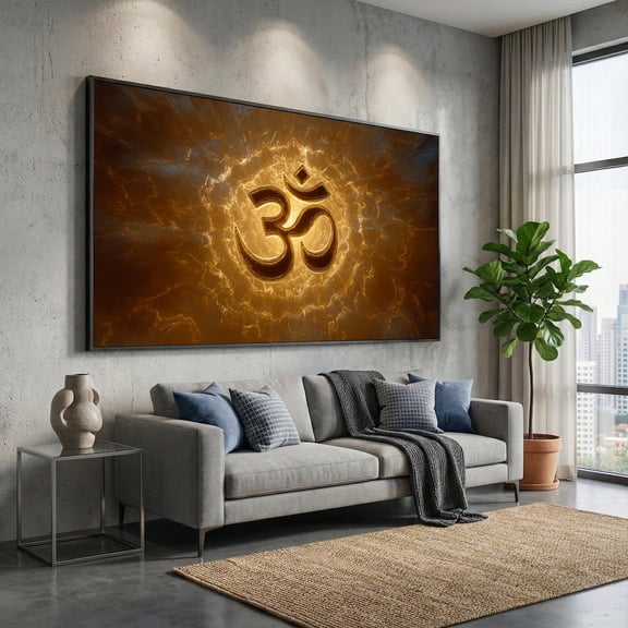 Illuminated Om Symbol Wall Art Print
