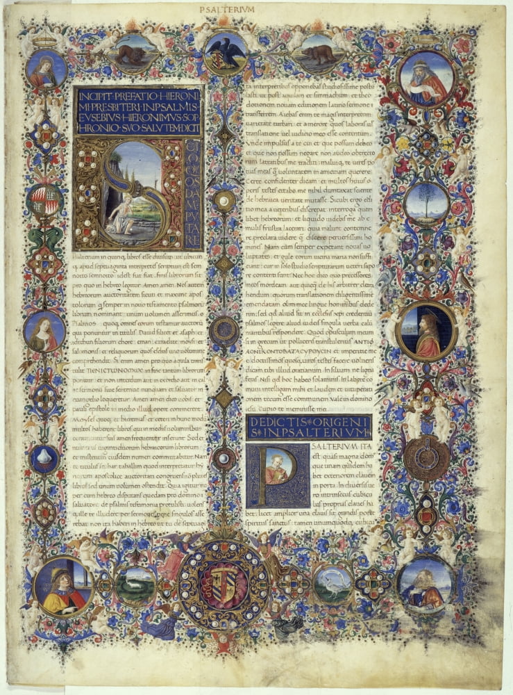 Illuminated Page From The Bible Of Federico Di Montefeltro Canvas Art - (18 x 24)