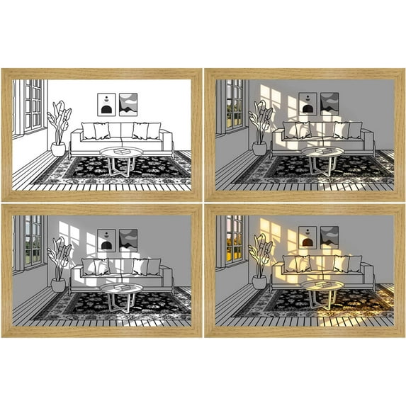 Illuminated Picture LED Decorative Light Painting Bedside Picture Style Creative Modern Simulate Sunshine Drawing Night Light Gift