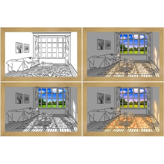 Illuminated Picture LED Decorative Light Painting Bedside Picture Style Creative Modern Simulate Sunshine Drawing Night Light Gift