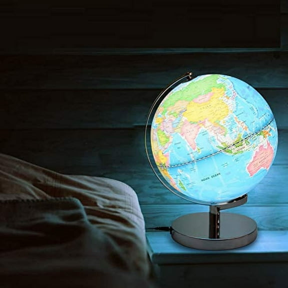 Illuminated Rewritable Globe of The World 9'' for Kids with Stand and Illuminates Educational Interactive Globe STEM Toy, Light Up Globe Lamp, Constellation Globe Night Light LED Decor