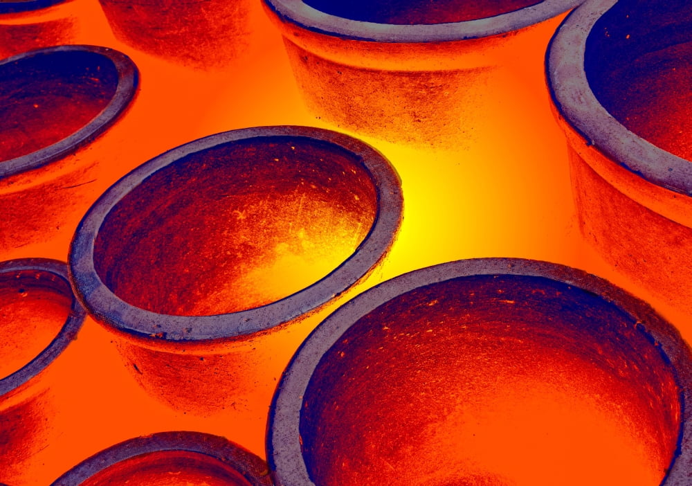 Illuminated Round Bowls Close Up Canvas Art - John Short Design Pics (34 x 24)