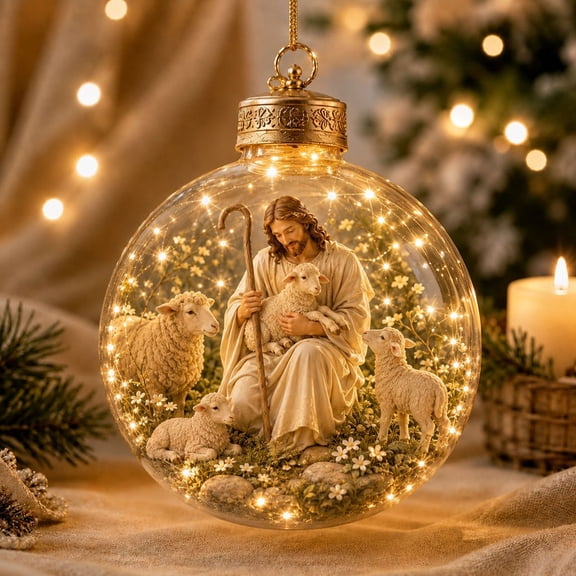 Illuminated Scripture Ornament, Religious Keepsake, Lighted Christmas Decoration, Inspirational Bible Verse Gift for Home and Memorial Display