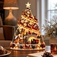 thumbnail image 1 of Illuminated Tabletop Christmas Tree Village Ornament Lighted Winter Town Scene with Sleigh Reindeer Train for Mantel Table Holiday Display, 1 of 8