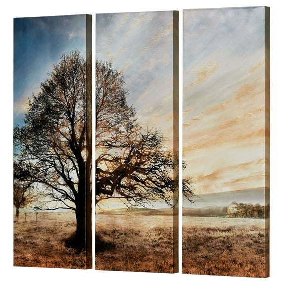 Illuminated Tree Triptych Canvas Wall Art Multi Warm Set of Three 3