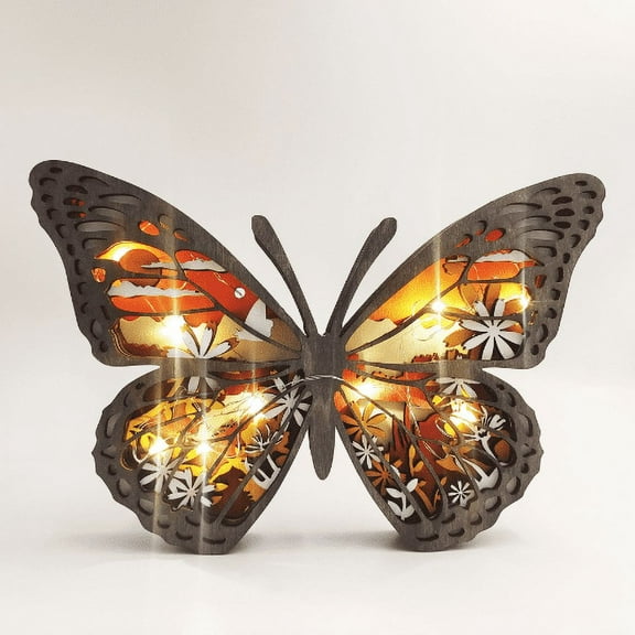 Illuminated Wood Butterfly Decoration