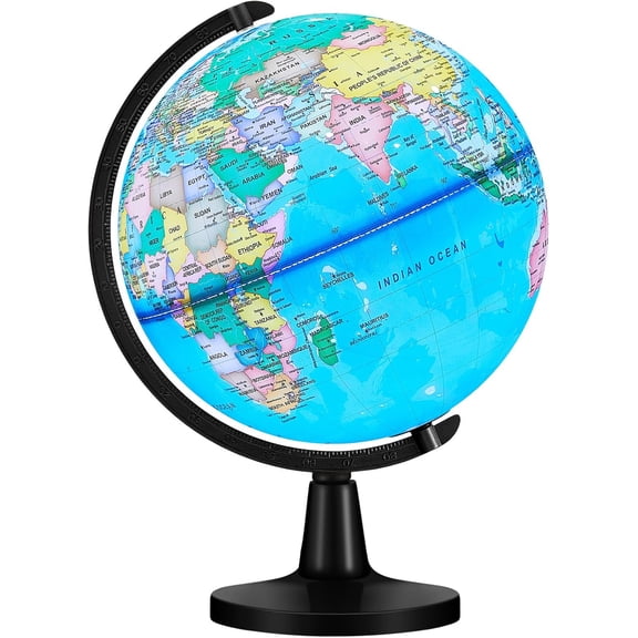 Illuminated World Globe for Adults Rotation Rewritable Light Up Globe with Stand World Map for Interactive Learning Light with Base Lamp LED Decor.