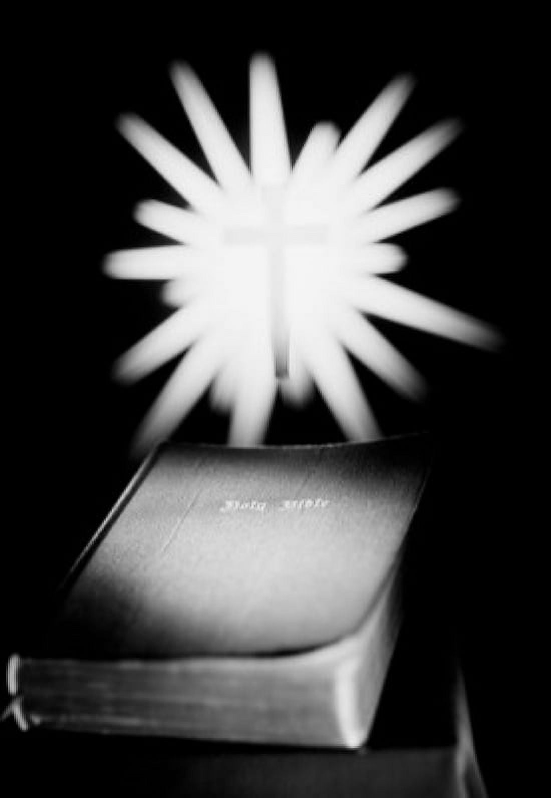 Illuminated bible with cross Canvas Art - (24 x 36)