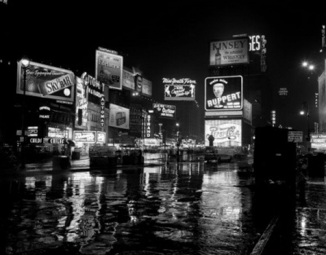 Illuminated commercial signs in city at night Canvas Art -  (18 x 24)