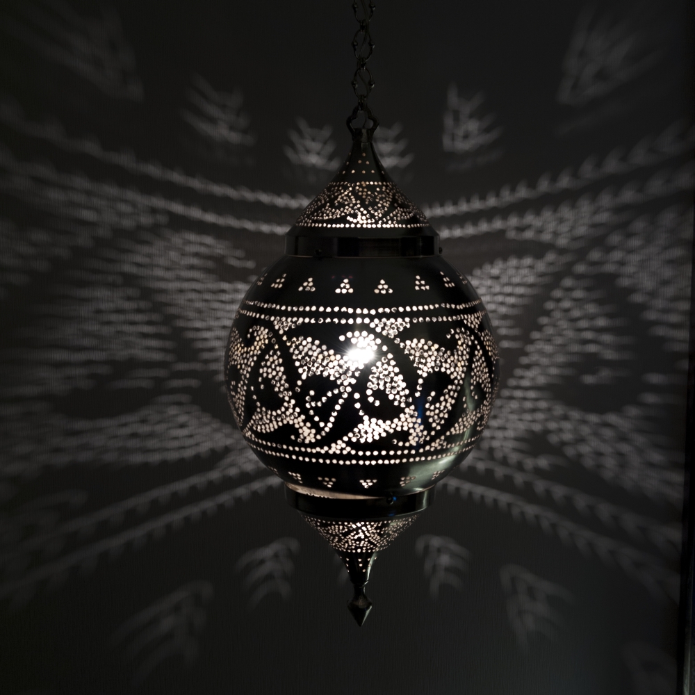 Illuminated hanging light fixture reflecting pattern on the wallIstanbul turkey Canvas Art - Keith Levit Design Pics (24 x 24)
