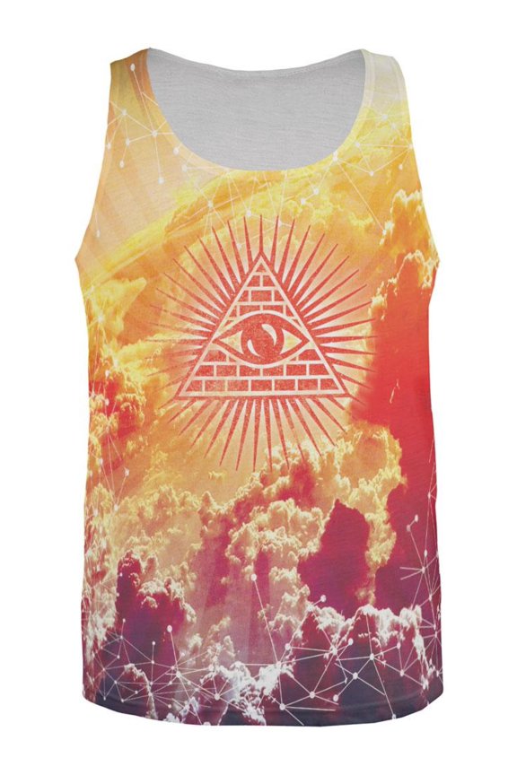 Illuminati Clouds All Over Adult Tank Top - Large