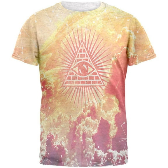 Illuminati Clouds All Over Heather White Adult T-Shirt - Large