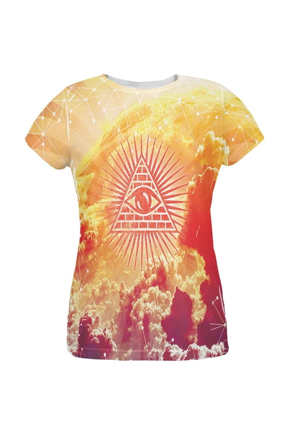 Illuminati Clouds All Over Womens T-Shirt - Small