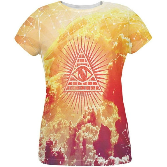 Illuminati Clouds All Over Womens T-Shirt - X-Large