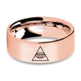 thumbnail image 1 of Illuminati Eye Secret Symbol Brushed Rose Gold Tungsten Ring, 8mm, Size 7.5, 1 of 2
