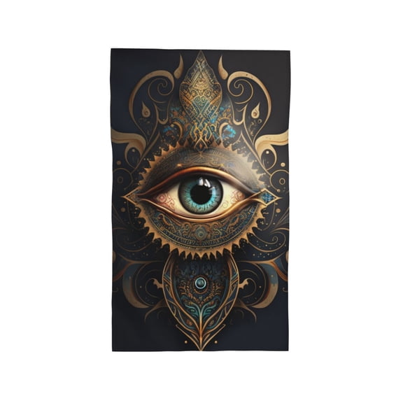 Illuminati Fatima Hamsa All Seeing Eye Art 27.5" x 16" Ultra Soft Hand Towel, Face Wash Cloth for Bathroom, Gym, Travel, Pool
