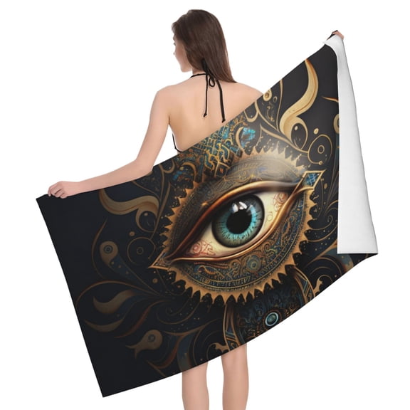 Illuminati Fatima Hamsa All Seeing Eye Art Beach Bath Towel Gym Spa Shower Towels Pool Soft 32" X 52" for Men Women