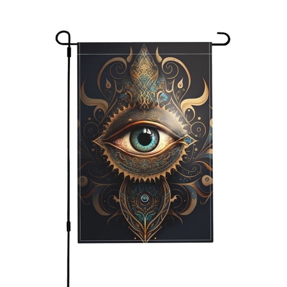 Illuminati Fatima Hamsa All Seeing Eye Art Garden Flag Outdoor House Flags 12 X 18 Inch Banner Yard Home Decoration