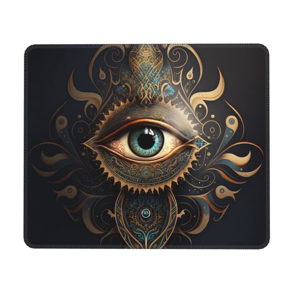 Illuminati Fatima Hamsa All Seeing Eye Art Mouse Pad Non-Slip Rubber Gaming Mousepad Rectangle for Computers Laptop 10 x 12 inch