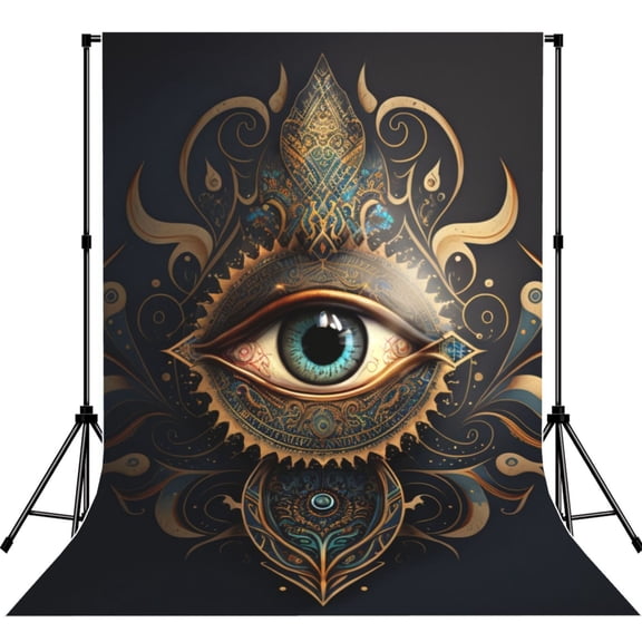 Illuminati Fatima Hamsa All Seeing Eye Art Photography Backdrop 5x7Ft Background for Photo Studio Video Recording Birthday Party Wedding Home Decor