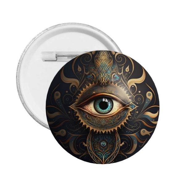Illuminati Fatima Hamsa All Seeing Eye Art Round Button Pin Badge 5PCS Pinback Buttons Lapel Pin for Jacket, Backpack, Hat, Party Favor, Gift