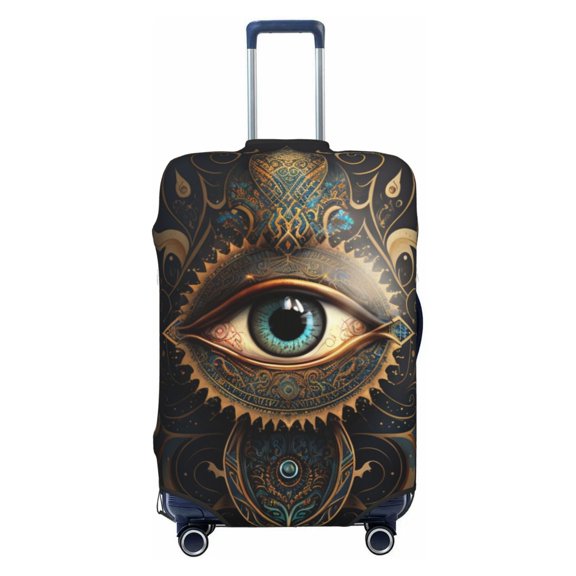 Illuminati Fatima Hamsa All Seeing Eye Art Travel Luggage Cover Suitcase Protector Anti-Scratch Fit 22-24 Inch