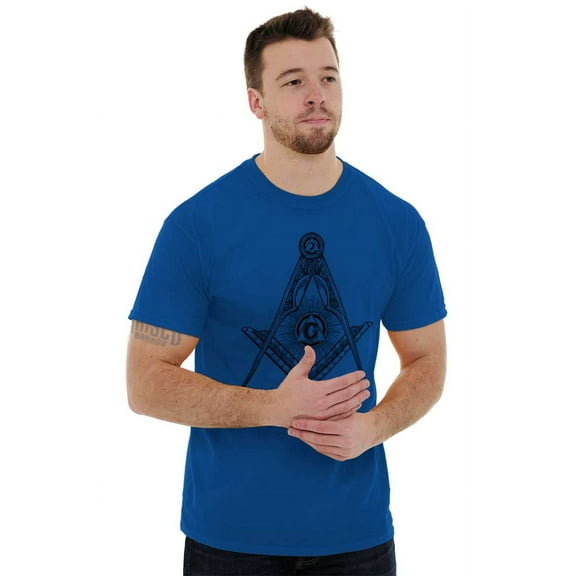 Illuminati Masonic Square Compass Plus Size Crewneck Graphic Tee Shirt Brisco Brands 2X