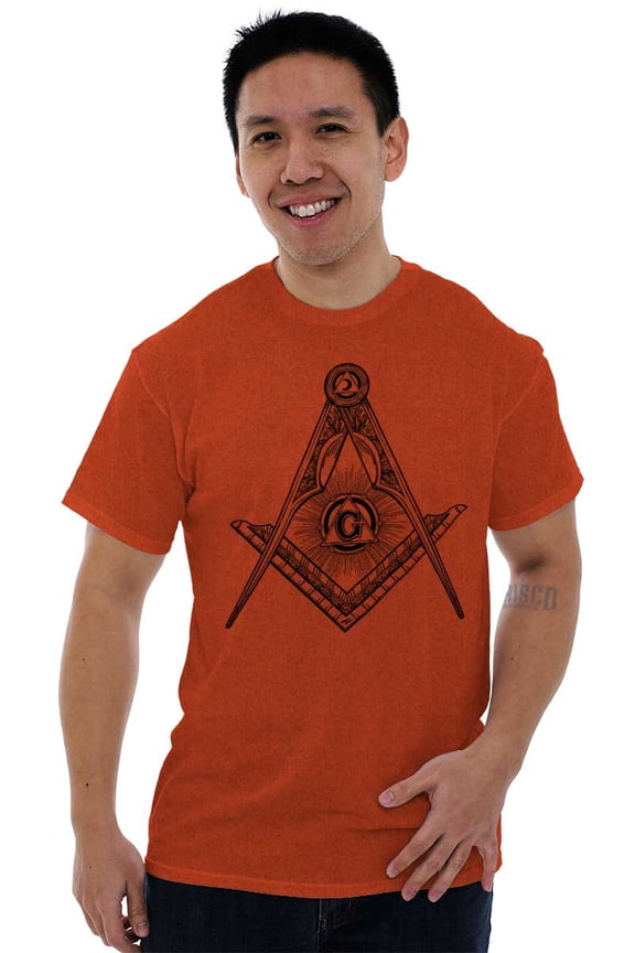Illuminati Masonic Square Compass Plus Size Crewneck Graphic Tee Shirt Brisco Brands 3X