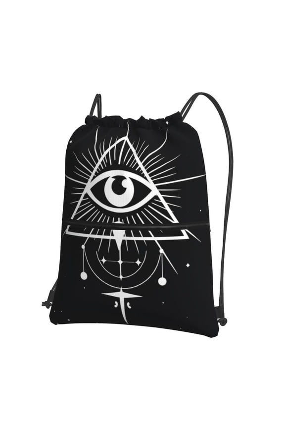 Illuminati Occult Geometric Drawstring Backpack Bag Water Resistant Yoga Shopping Cinch Bag Sackpack For Men Women