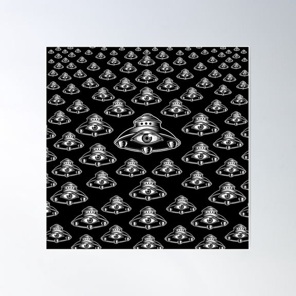 Illuminati Ufo Poster Wall Art, Modern Wall Decor For Living Room Bedroom, 8x12 UNFRAMED