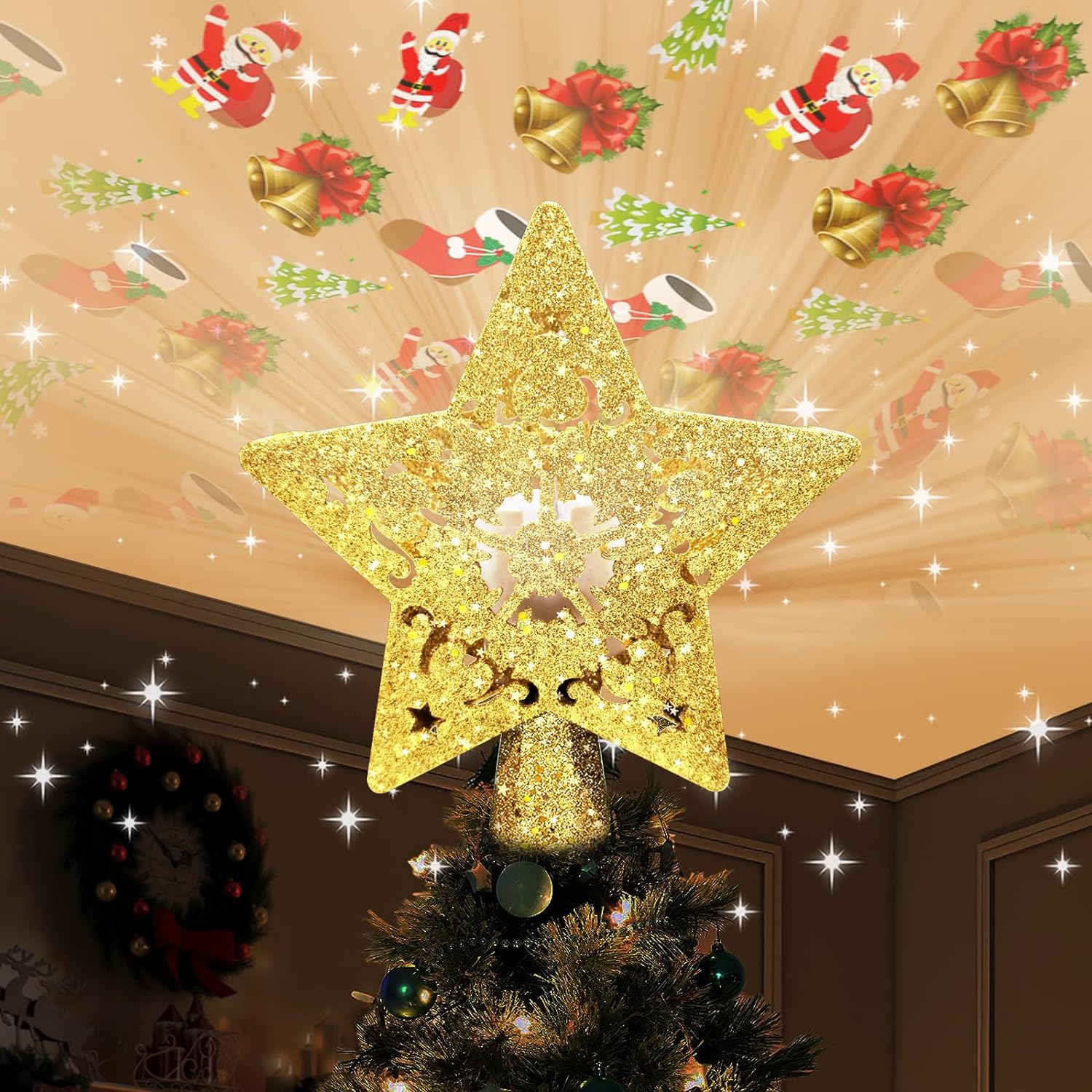 Illuminating Christmas Tree Topper Star 3D Rotating Starlight
