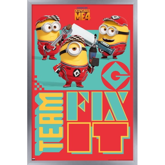 Illumination Despicable Me 4 - Team Fix It Wall Poster, 14.725" x 22.375" Framed