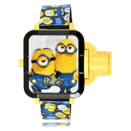 Illumination Despicable Me Minions Unisex Child Multicolor Case and Band LCD Projector Watch, DMF4059WM