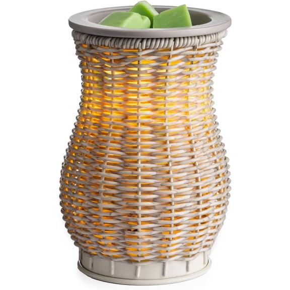 . Illumination  Warmer- Light-Up Warmer for Warming Scented  Wax Melts and Tarts or to Freshen Room, Graywash Wicker