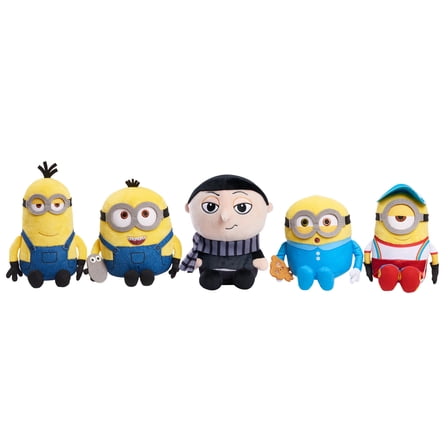 Illumination's Minions and Gru Small Plush 5-piece Collector Set,  Kids Toys for Ages 3 Up, Gifts and Presents