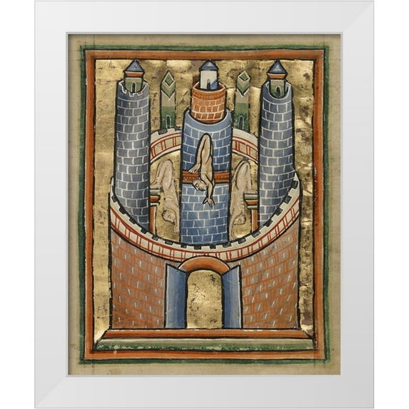 Illuminator, Unknown 12th Century English 12x14 White Modern Wood Framed Museum Art Print Titled - Egypt; The Fall of Pagan Idols