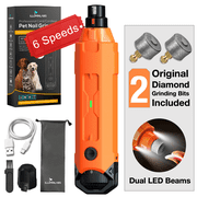 6-Speed Dog Nail Grinder with 2 LED Light for Large Medium Dogs - 3X More Powerful Electric Pet Nail Painless Paws Grooming & Smoothing Tool