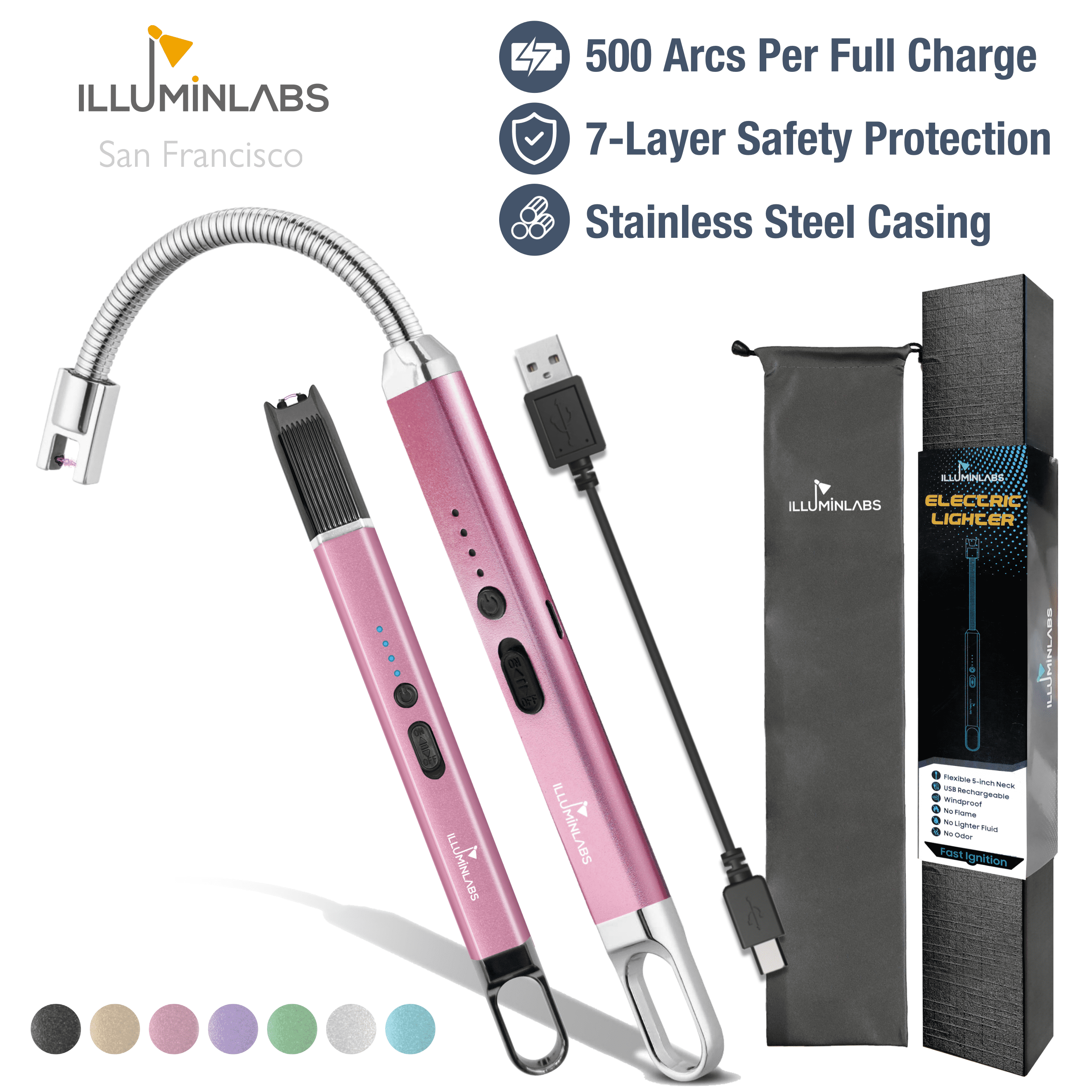 Illuminlabs Electric Lighter USB Rechargeable Candle lighter, Windproof Flameless Plasma Arc