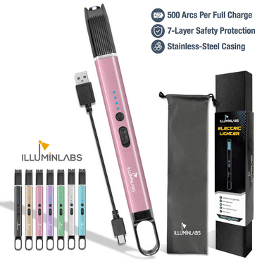 Illuminlabs Electric Lighter  - USB Rechargeable Candle lighter, Windproof Flameless Plasma Arc Lighter for BBQ Grill, Camping, Stove, 7.5" Long Stick Lighter,Rose Gold
