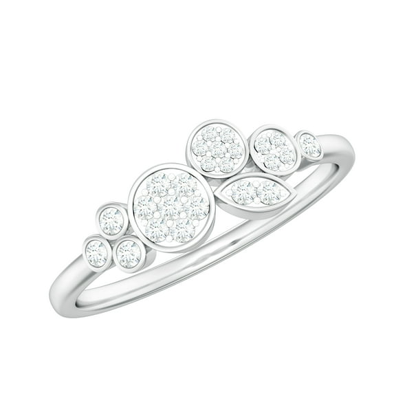Rosec Jewels Natural Diamond Cluster Engagement Ring for Women - HI-SI Quality - with Jewelry Box, 925 Sterling Silver, US 4.00