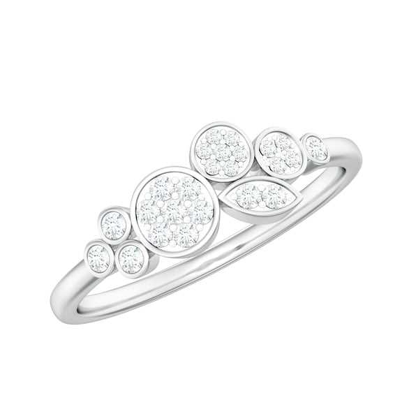 Rosec Jewels Natural Diamond Cluster Engagement Ring for Women - HI-SI Quality - with Jewelry Box, 925 Sterling Silver, US 4.00